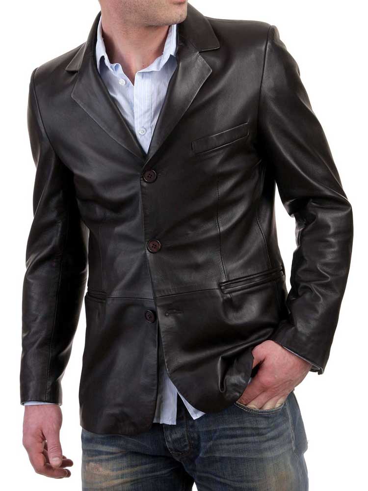 Men Genuine Leather Blazer Sport Coat 05 SkinOutfit