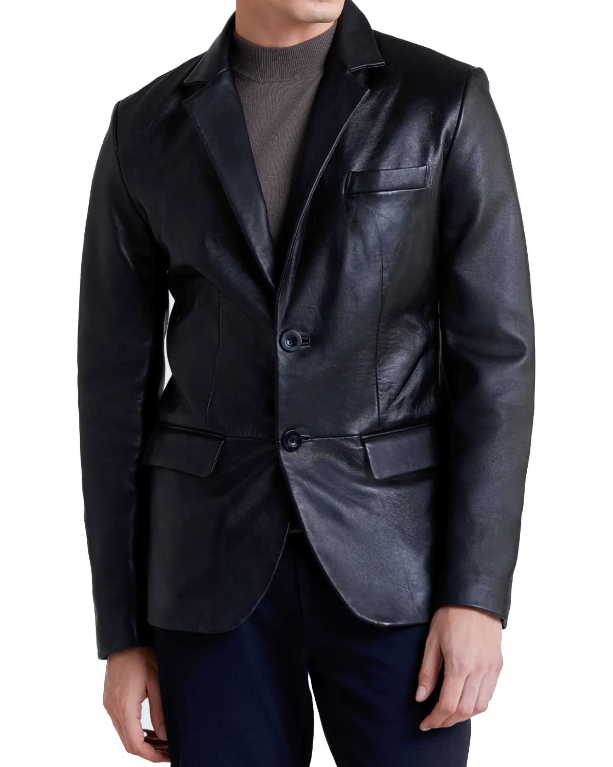 Men Genuine Leather Blazer Sport Coat 16