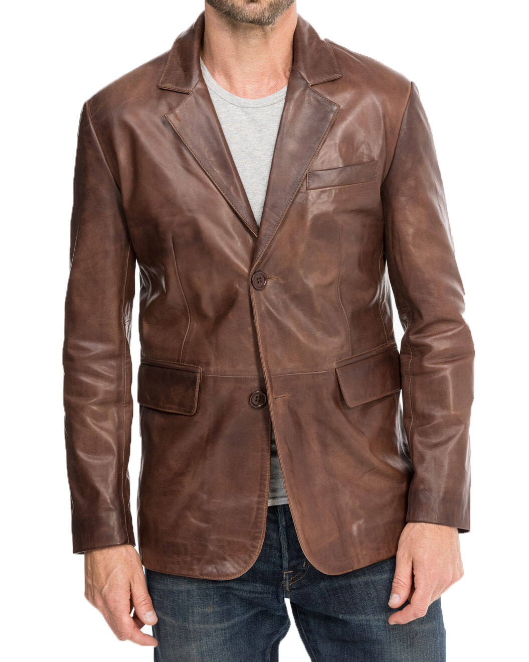 Men Genuine Leather Blazer Sport Coat 56