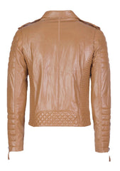 Men's Biker Leather Jacket Camel Beige SkinOutfit