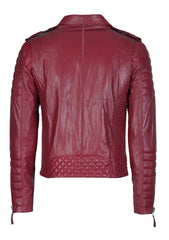 Men's Biker Leather Jacket Dark Red SkinOutfit