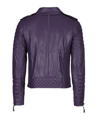 Men's Biker Leather Jacket Purple SkinOutfit