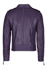 Men's Biker Leather Jacket Purple SkinOutfit