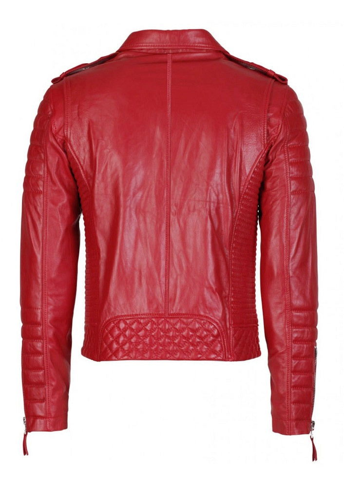 Men's Biker Leather Jacket Red SkinOutfit