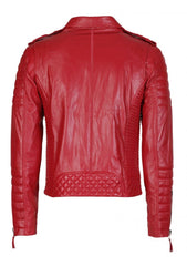 Men's Biker Leather Jacket Red SkinOutfit