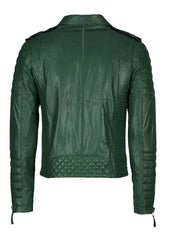 Men's Biker Leather Jacket Green SkinOutfit