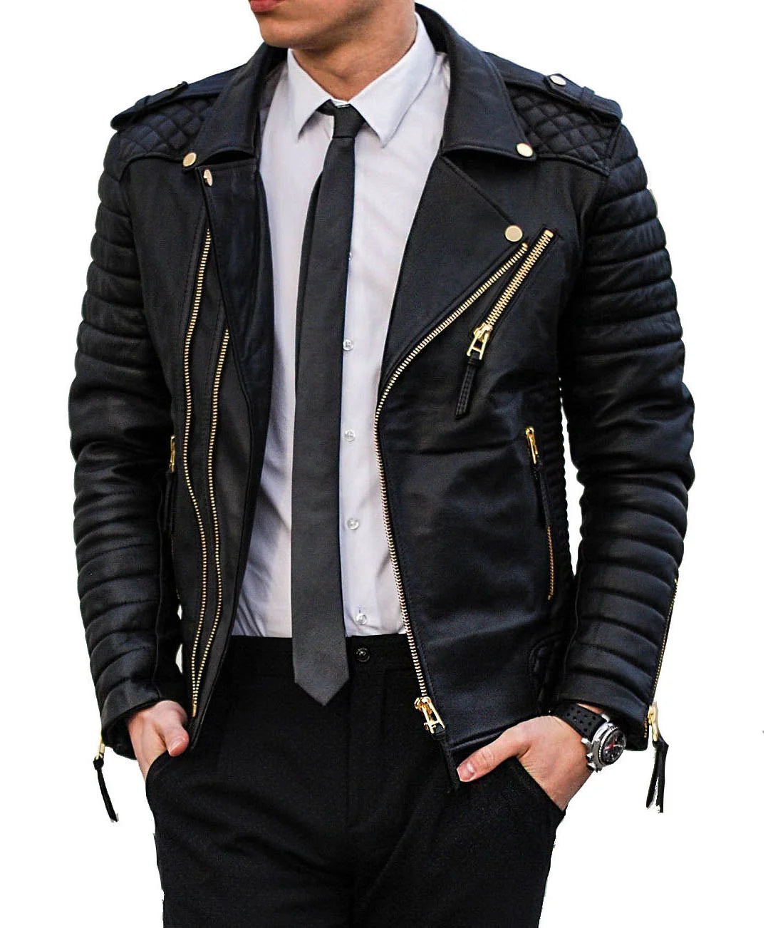 Men Lambskin Genuine Leather Jacket MJ 01