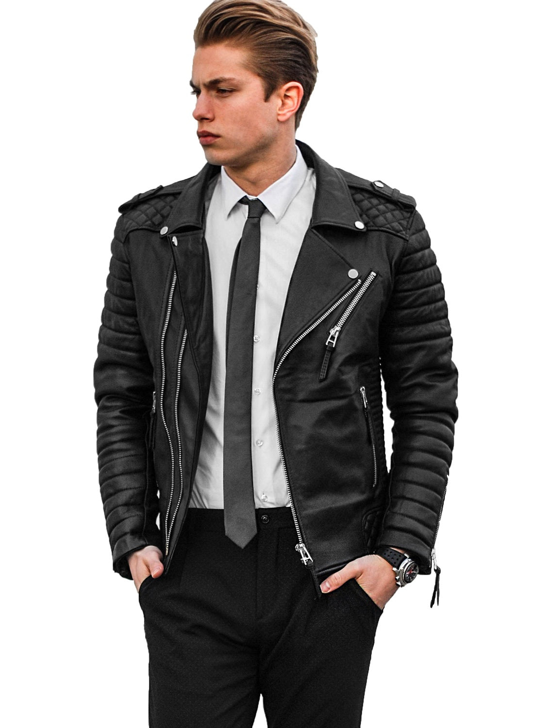 Men Genuine Leather Jacket MJ 01