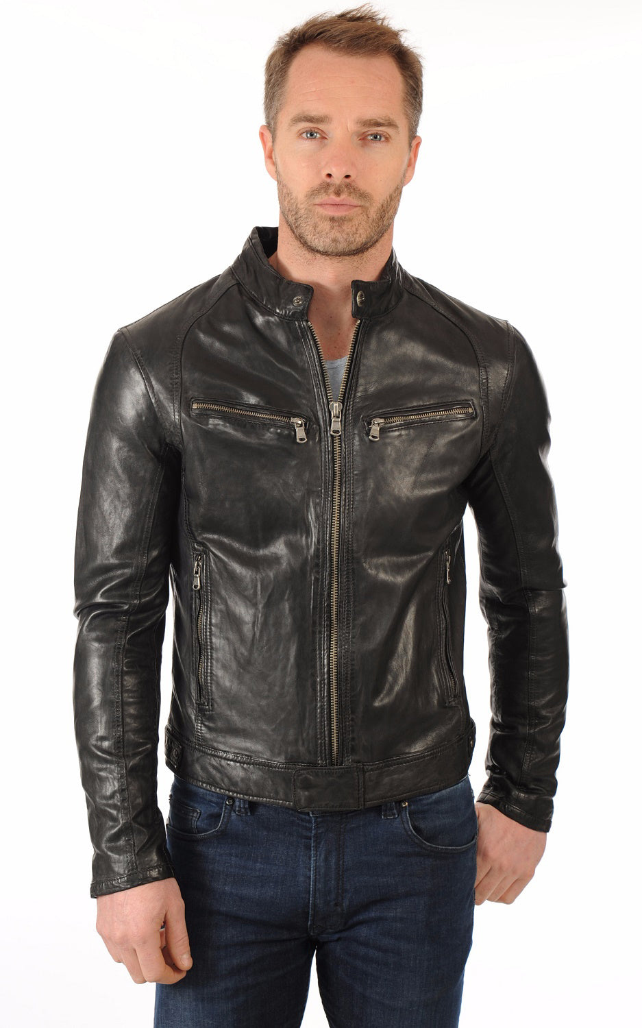 Men Genuine Leather Jacket MJ 07 SkinOutfit
