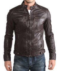 Men Lambskin Genuine Leather Jacket MJ 09