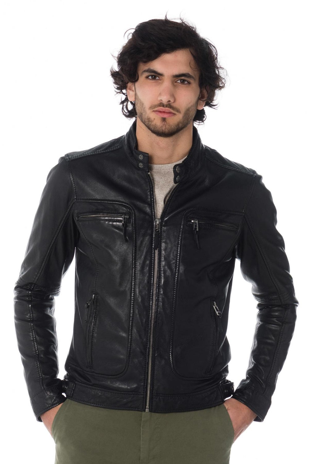 Men Genuine Leather Jacket MJ100