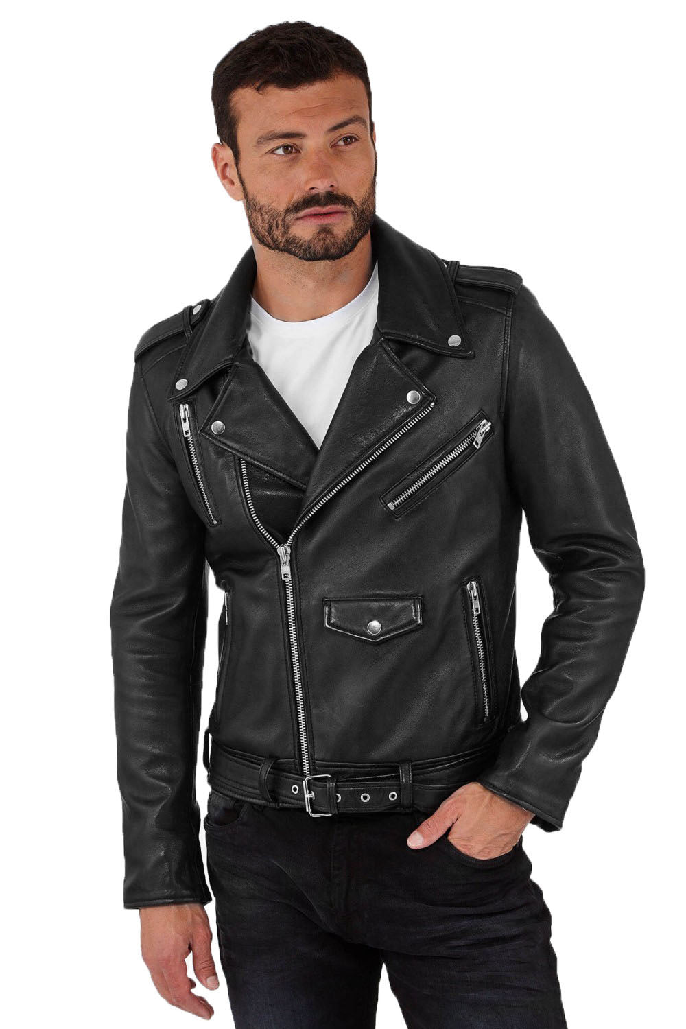 Men Genuine Leather Jacket MJ102 SkinOutfit