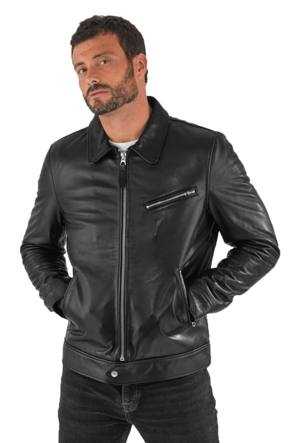 Men Genuine Leather Jacket MJ107 SkinOutfit