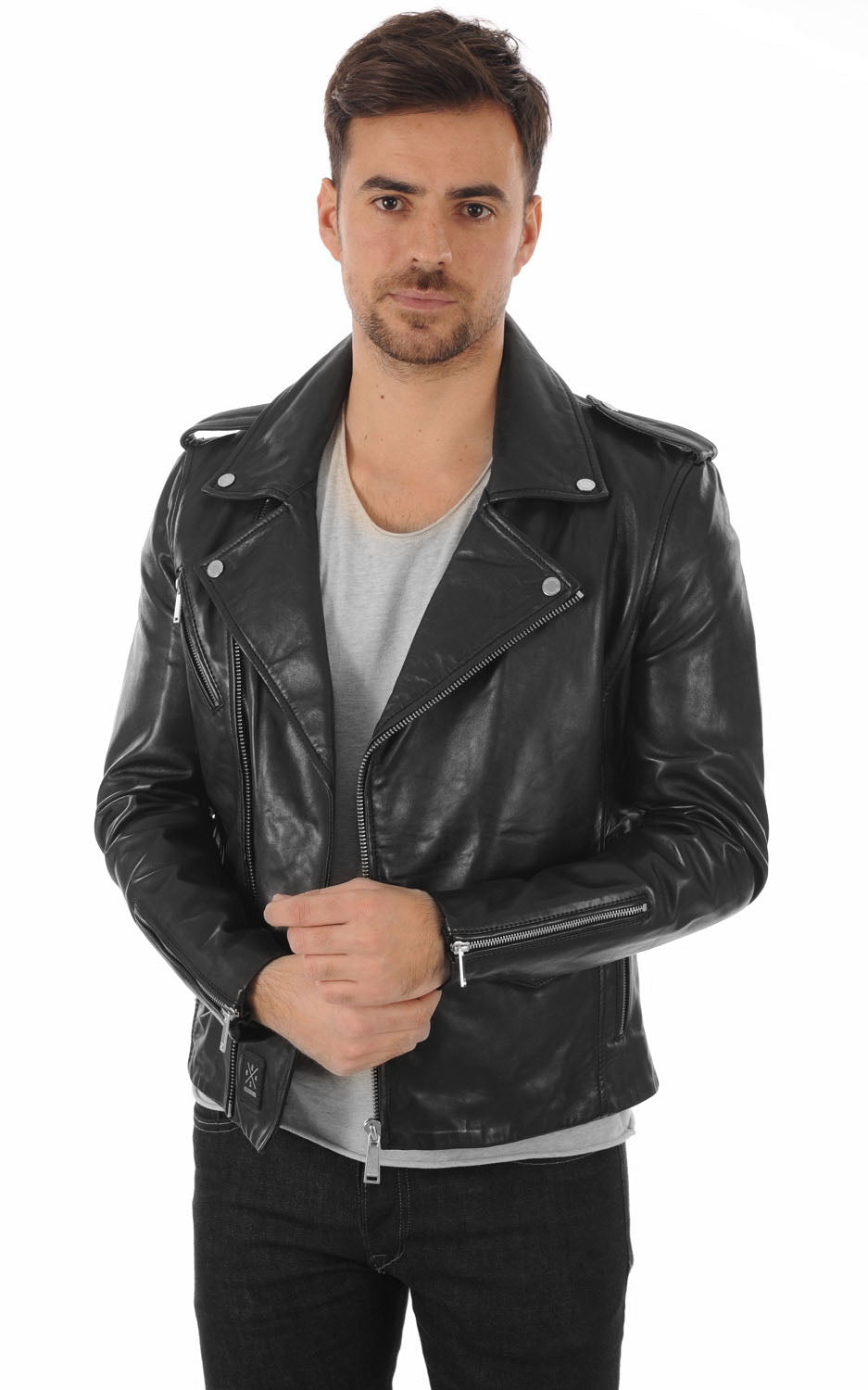 Men Genuine Leather Jacket MJ 10 SkinOutfit