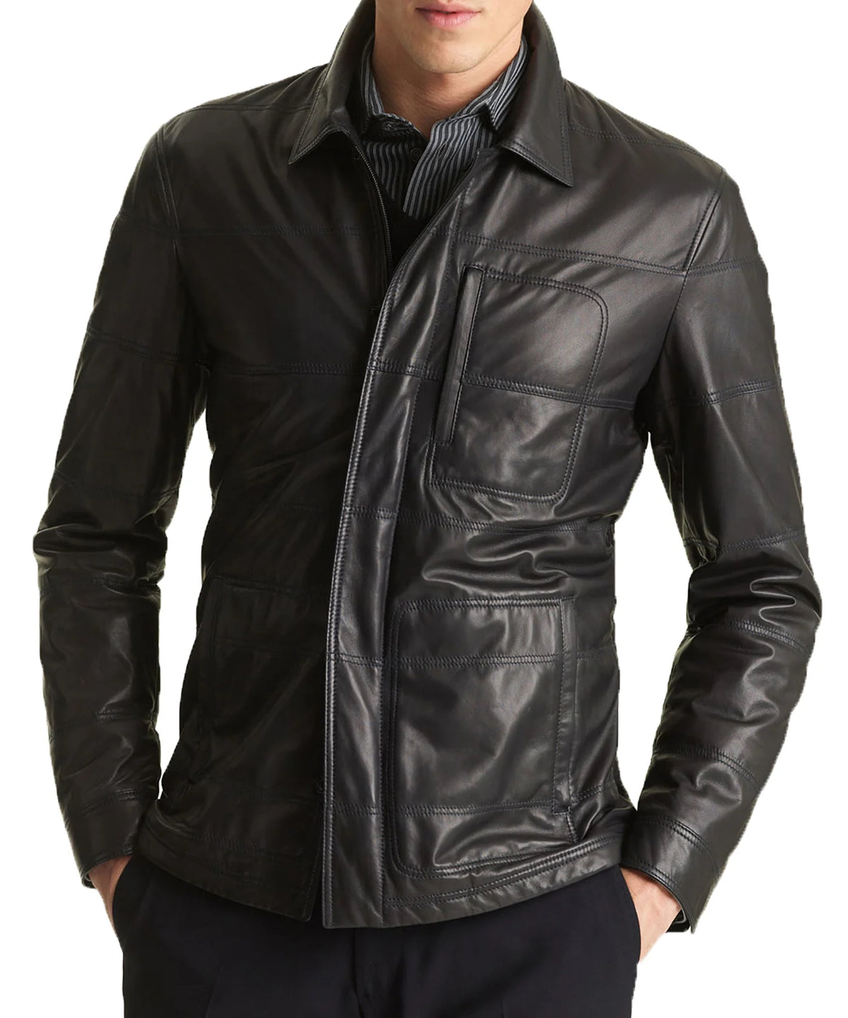 Men Lambskin Genuine Leather Jacket MJ111