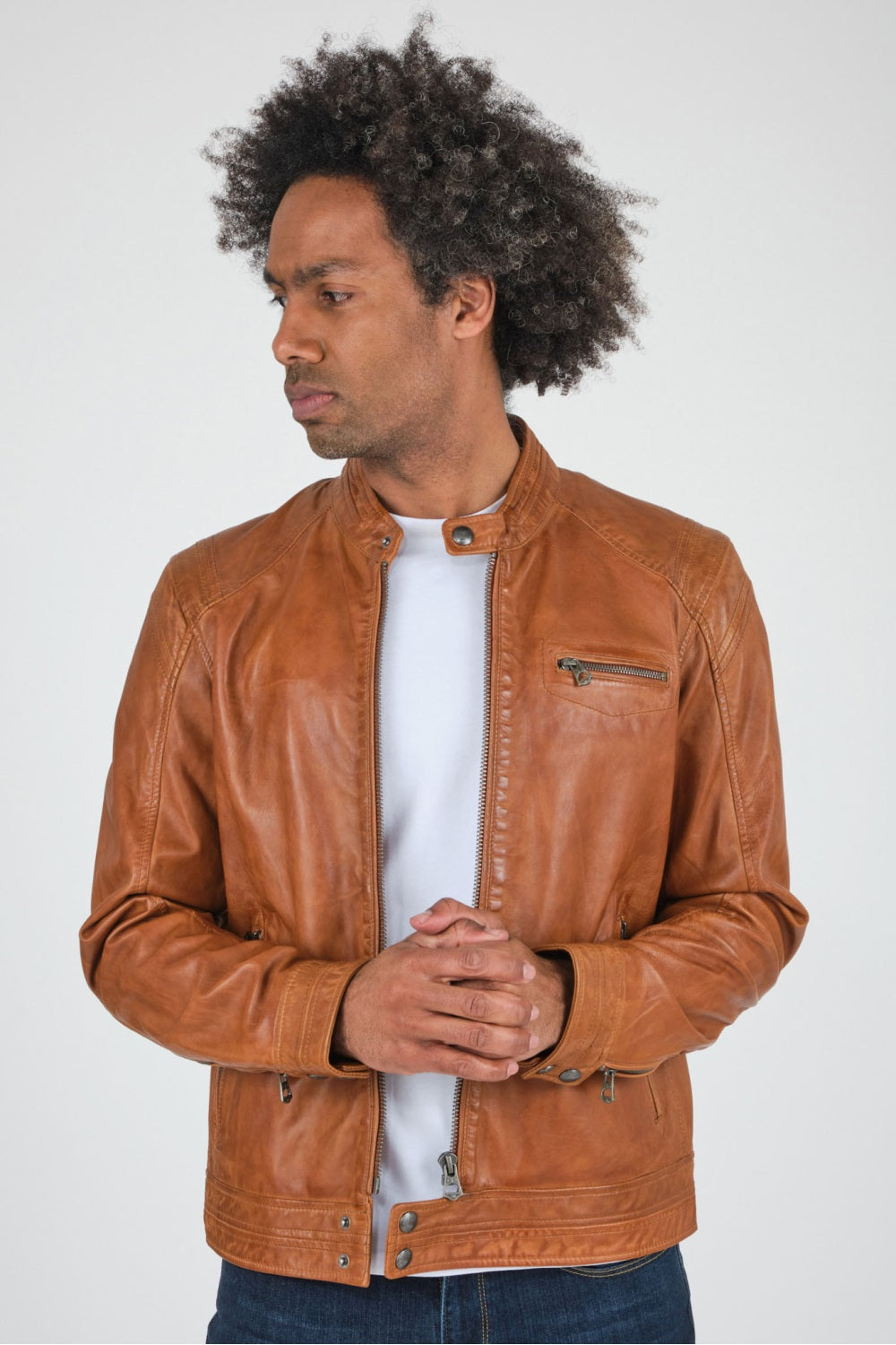Men Genuine Leather Jacket MJ114 SkinOutfit