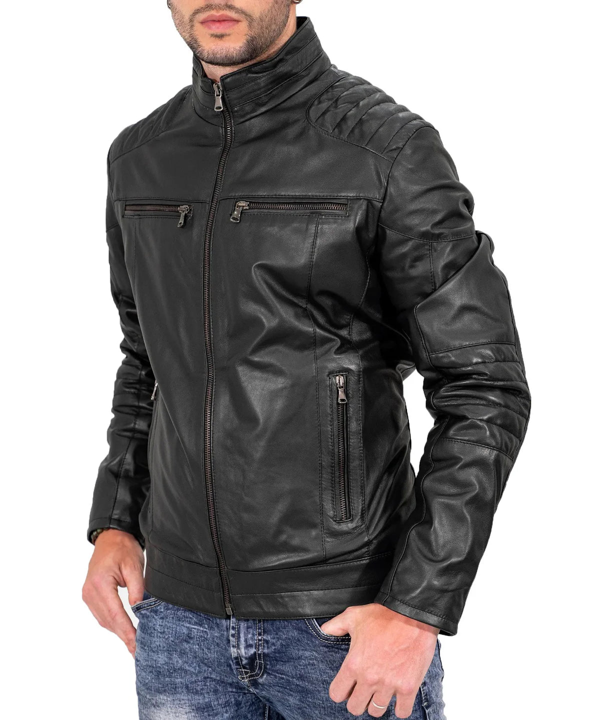 Men Lambskin Genuine Leather Jacket MJ115