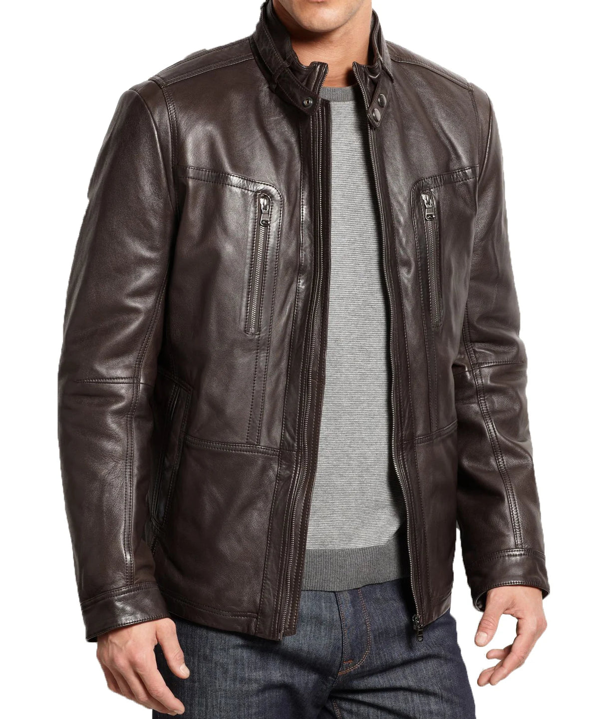 Men Lambskin Genuine Leather Jacket MJ117