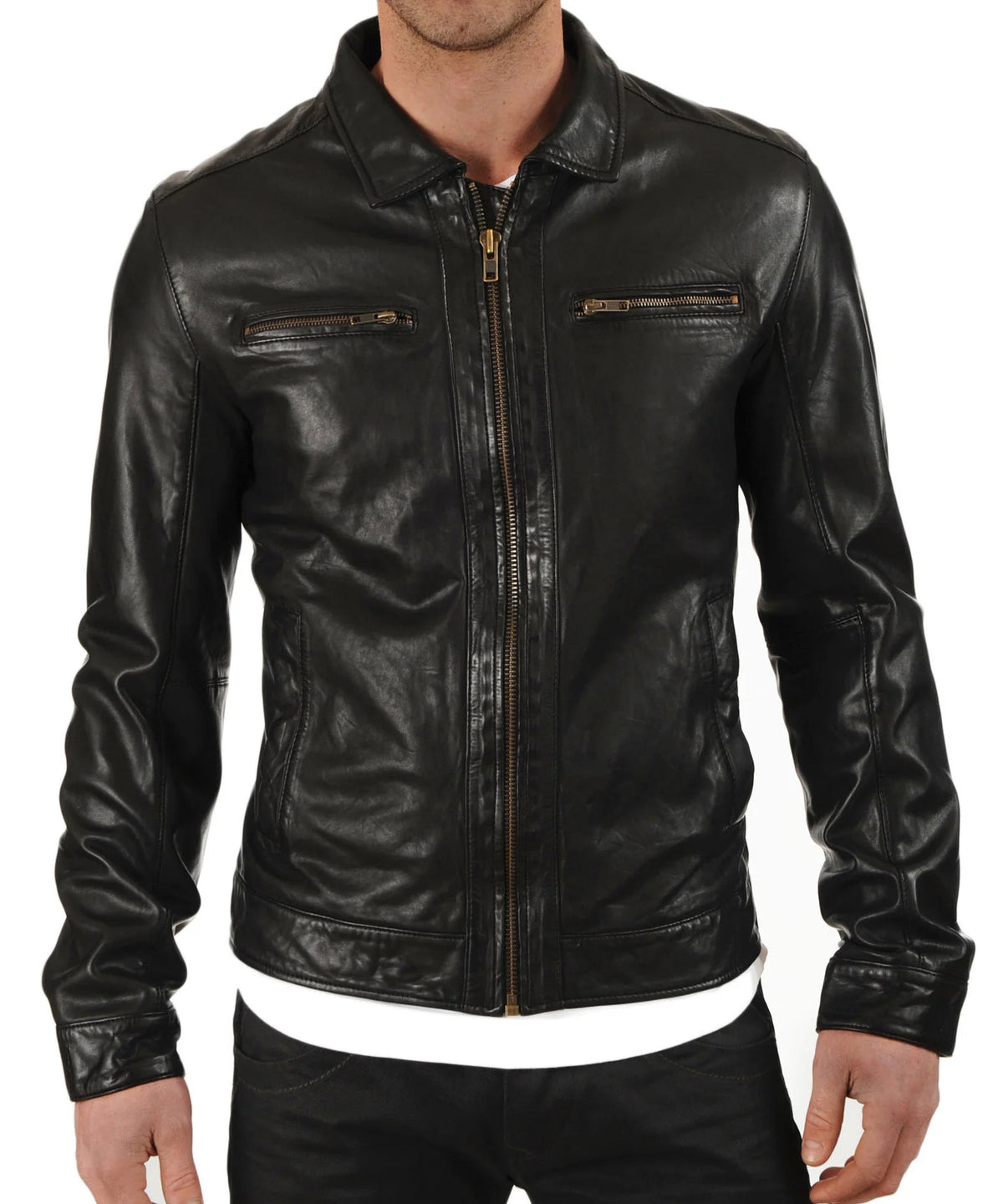 Men Lambskin Genuine Leather Jacket MJ 11