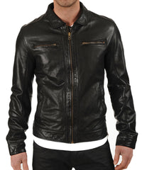 Men Lambskin Genuine Leather Jacket MJ 11
