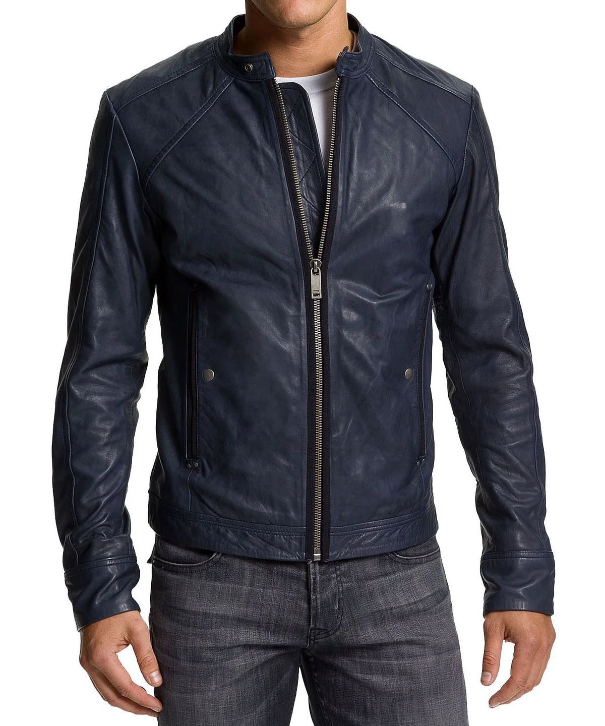 Men Lambskin Genuine Leather Jacket MJ120