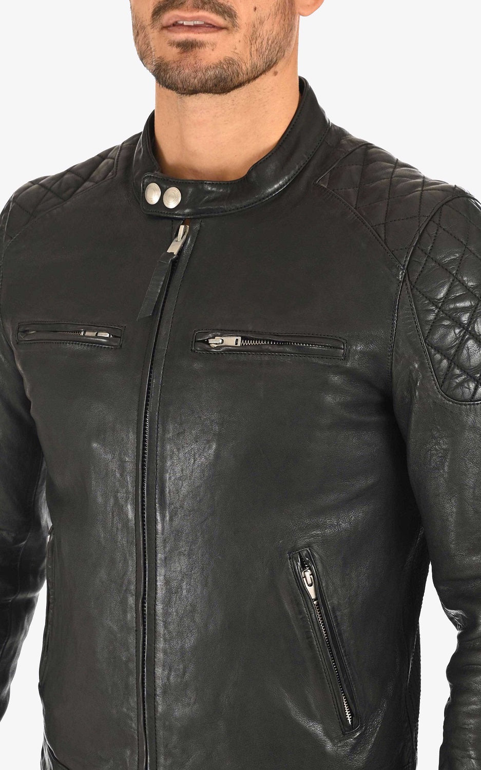 Men Genuine Leather Jacket MJ121 SkinOutfit