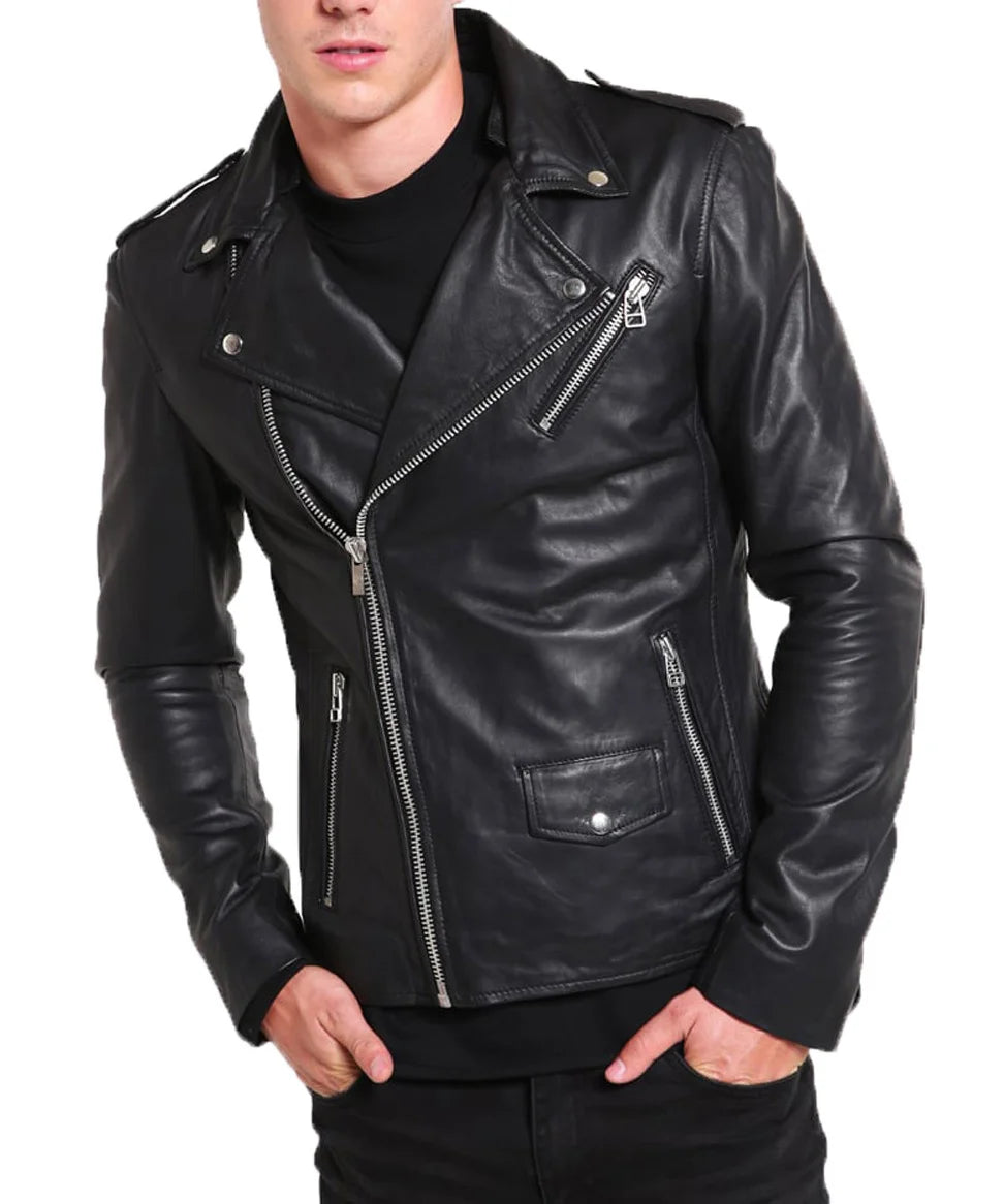 Men Lambskin Genuine Leather Jacket MJ125