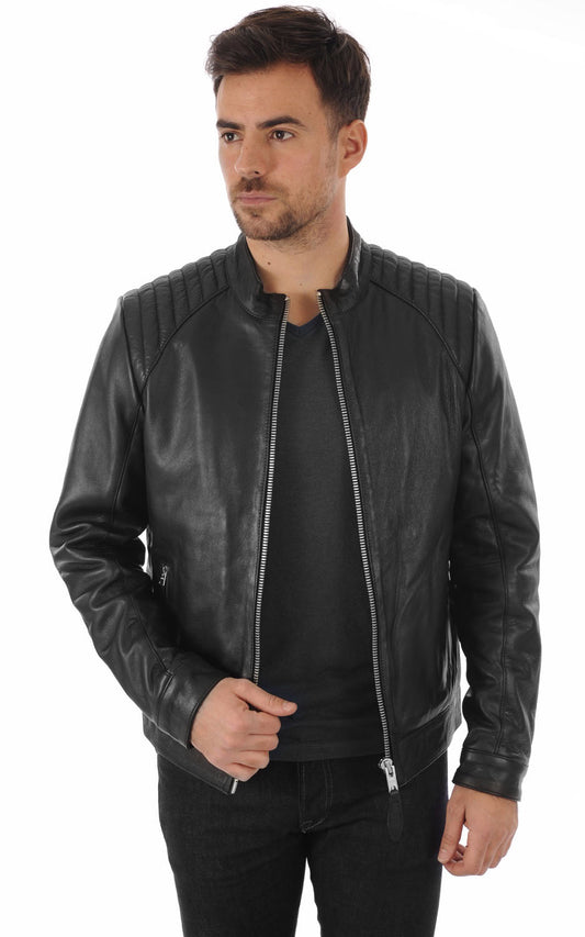 Men Genuine Leather Jacket MJ 12 SkinOutfit