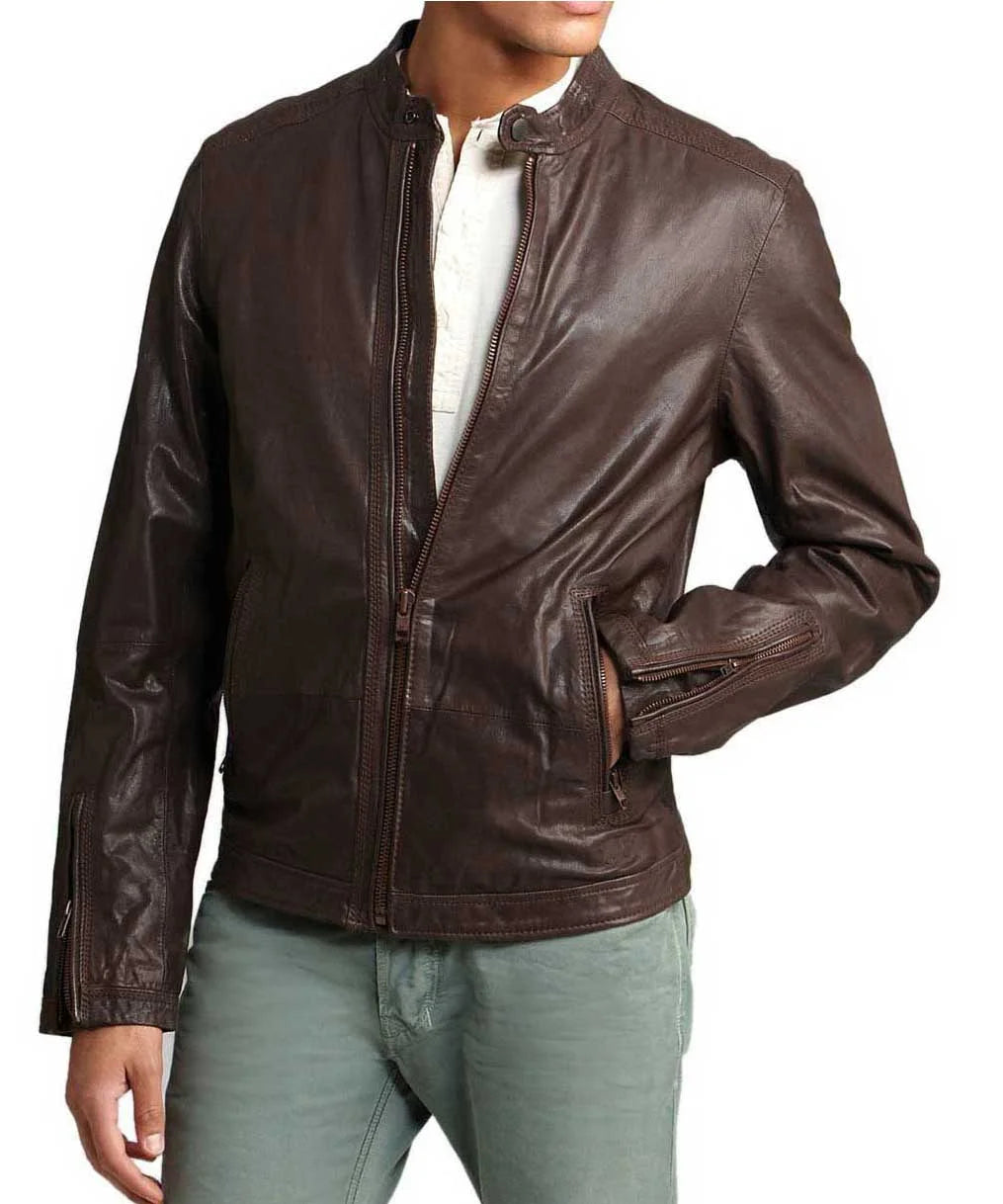 Men Lambskin Genuine Leather Jacket MJ130