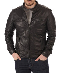 Men Lambskin Genuine Leather Jacket MJ149