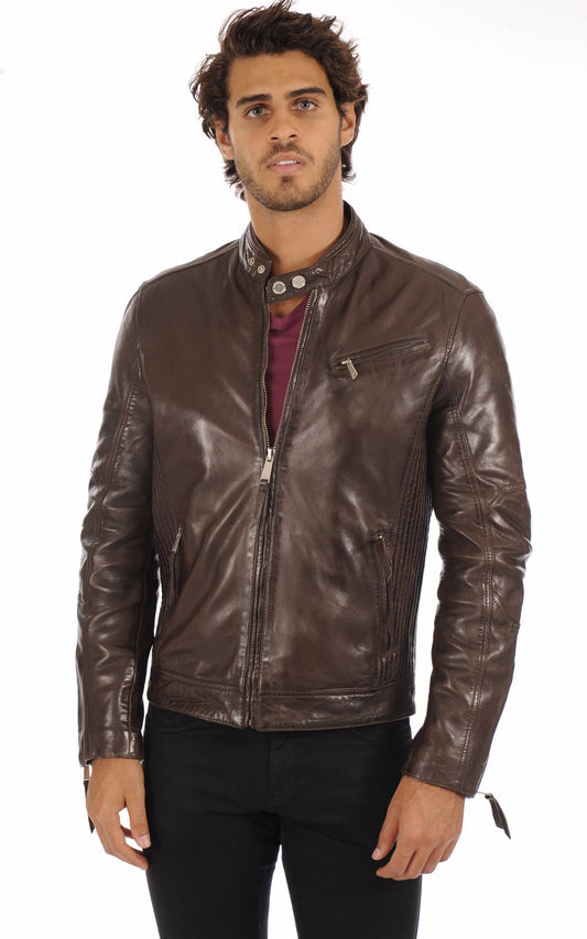Men Genuine Leather Jacket MJ 14 SkinOutfit