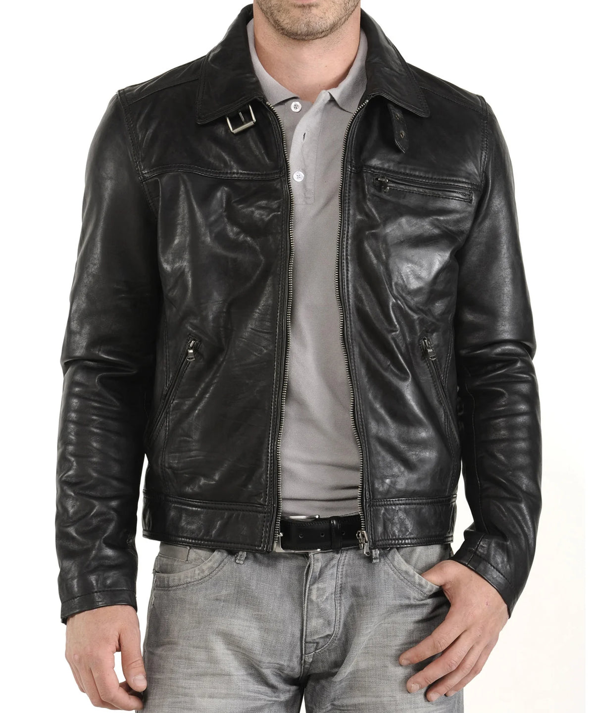 Men Lambskin Genuine Leather Jacket MJ152