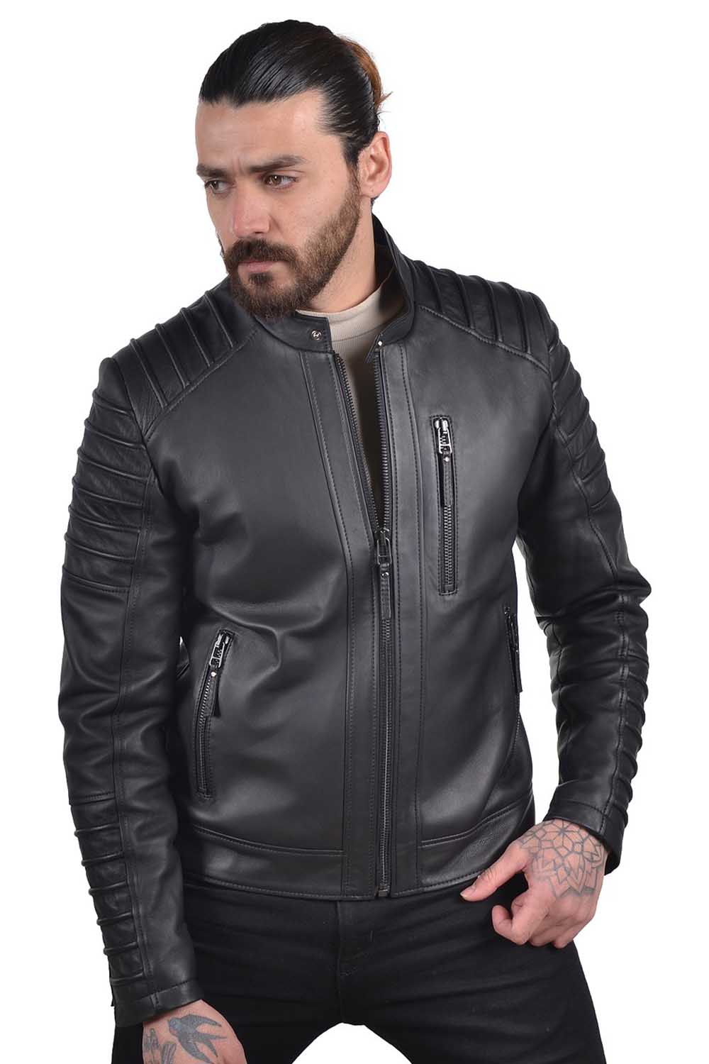 Men Genuine Leather Jacket MJ156 SkinOutfit