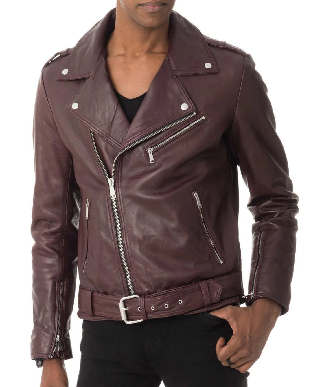 Men Lambskin Genuine Leather Jacket MJ166
