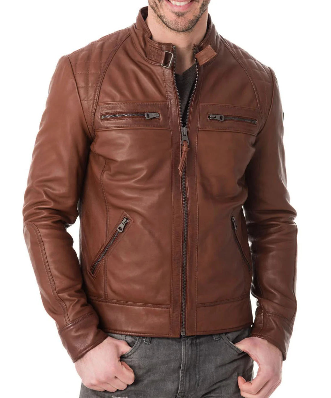Men Lambskin Genuine Leather Jacket MJ168