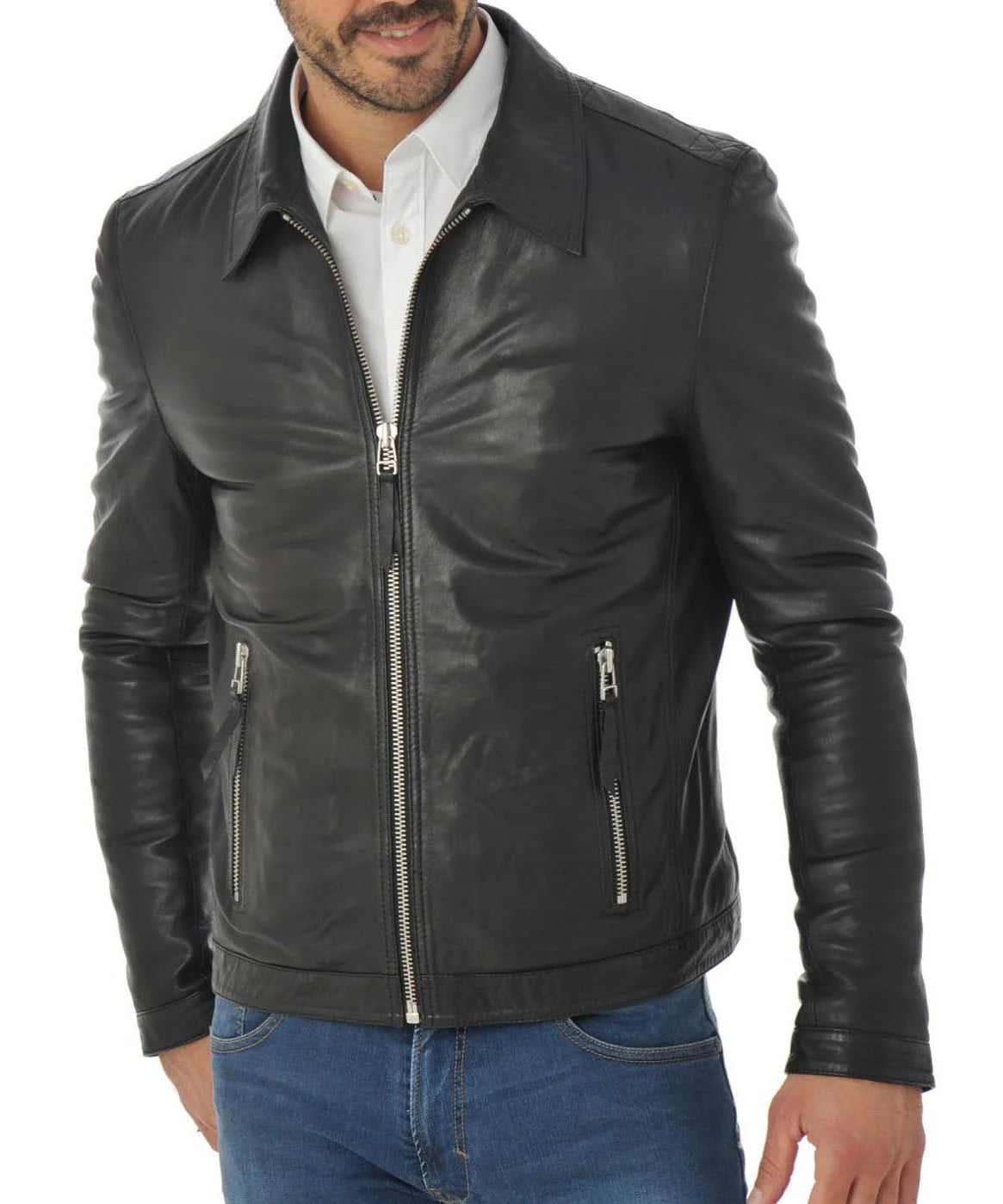Men Lambskin Genuine Leather Jacket MJ169