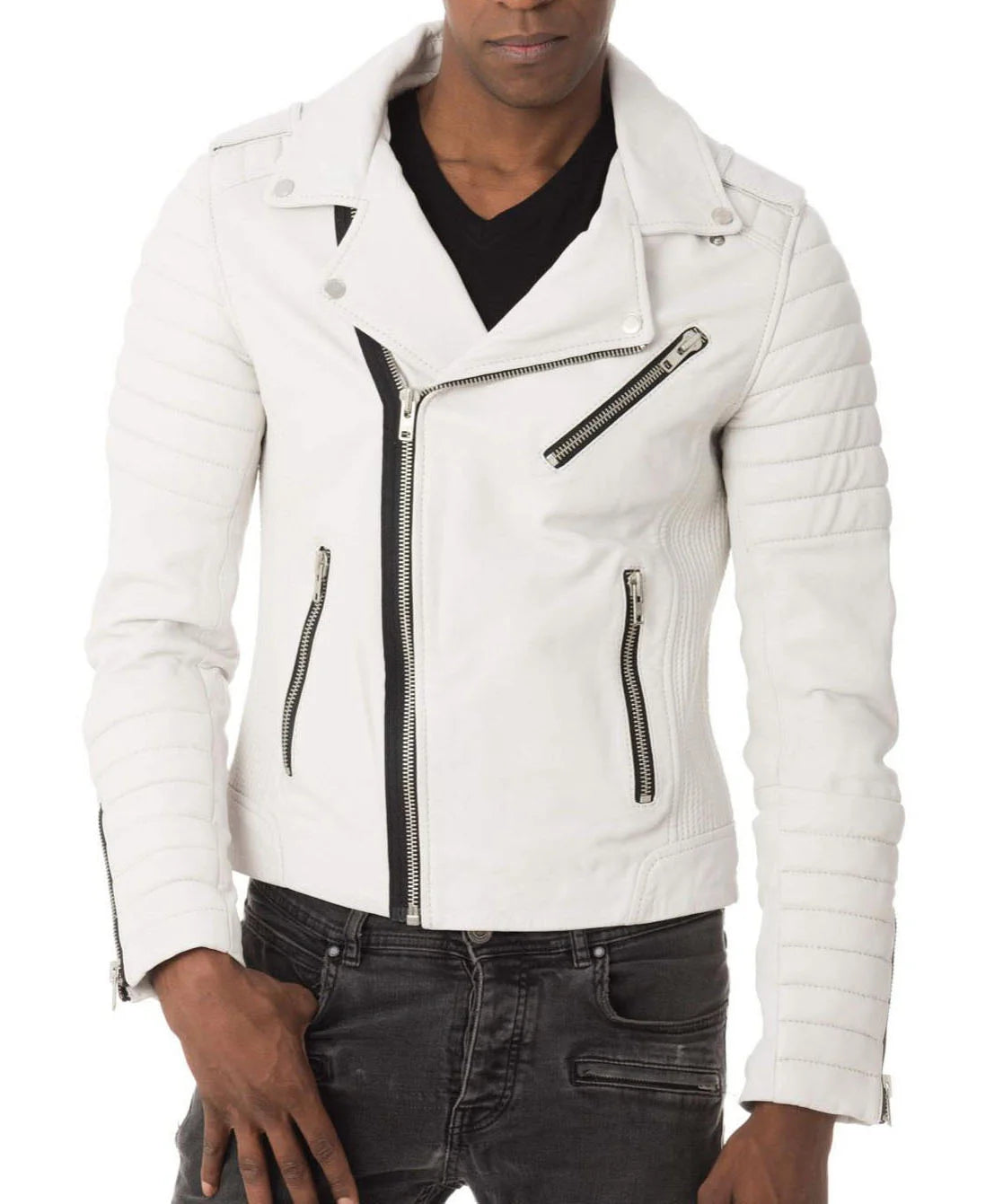 Men Lambskin Genuine Leather Jacket MJ172