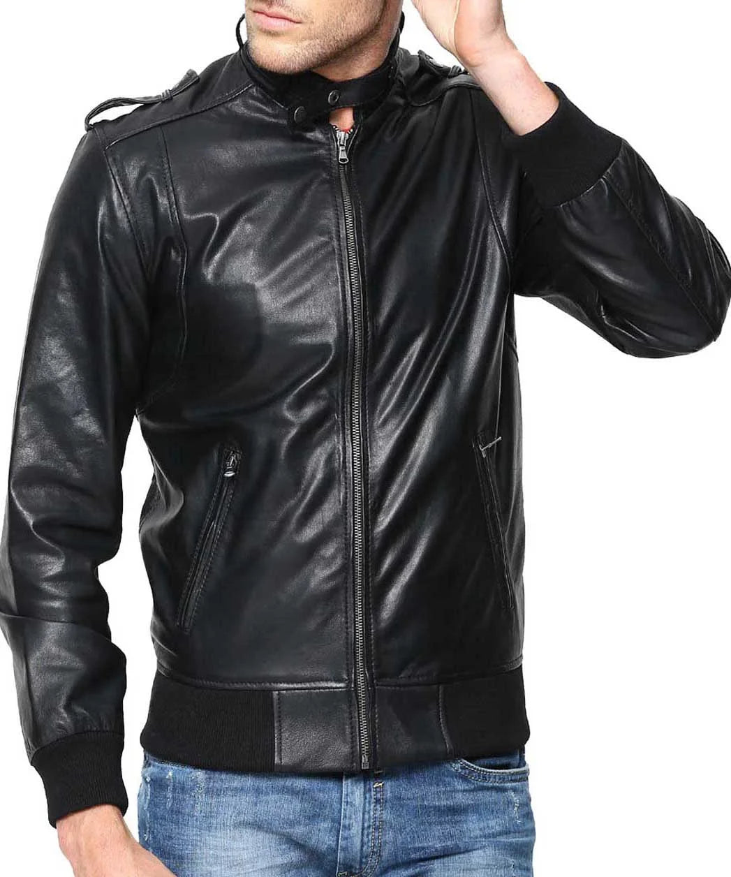Men Lambskin Genuine Leather Jacket MJ174