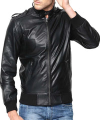 Men Lambskin Genuine Leather Jacket MJ174