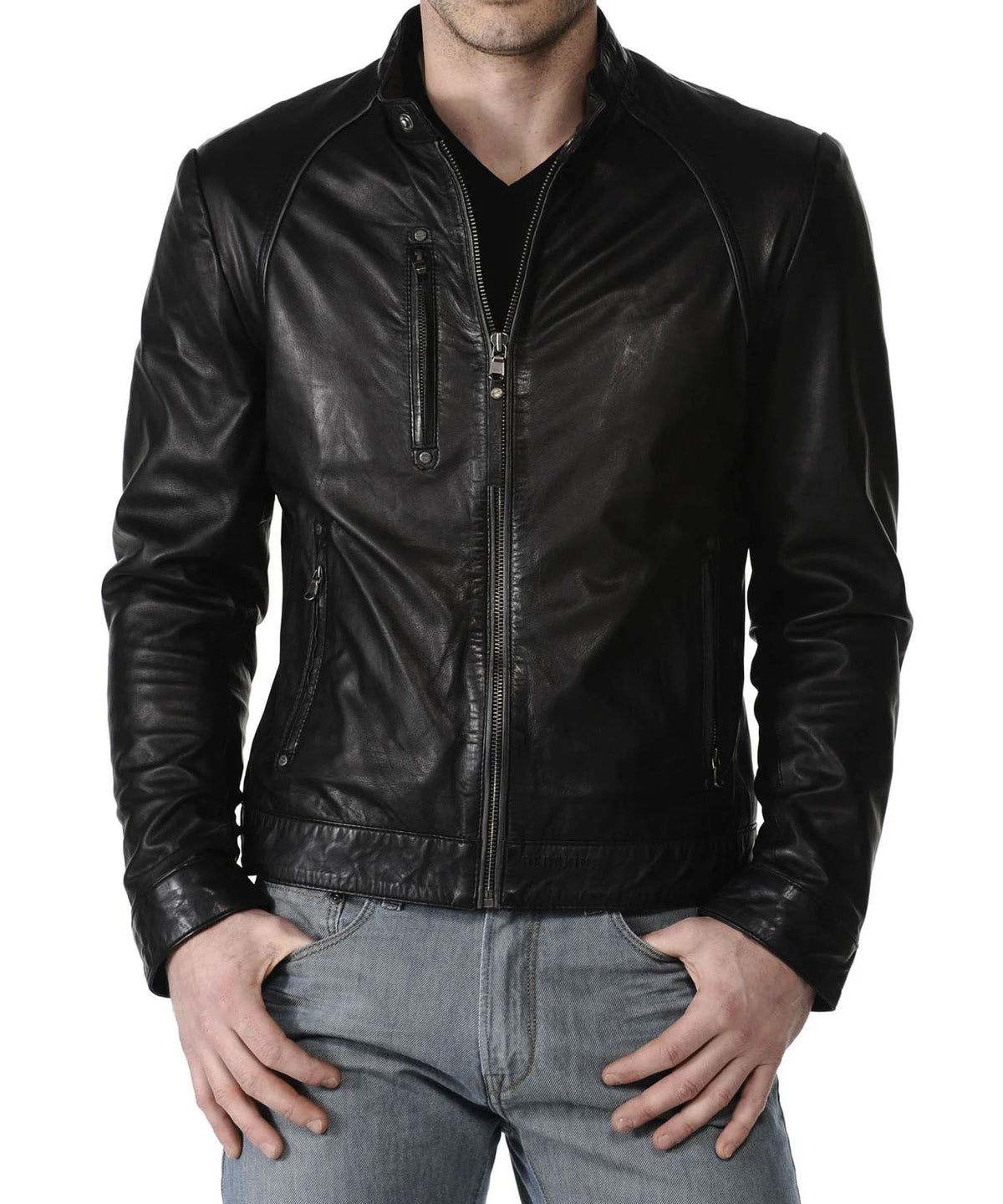 Men Lambskin Genuine Leather Jacket MJ179