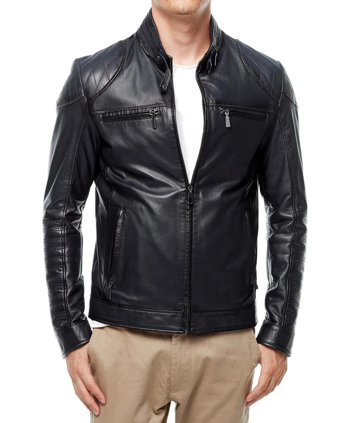 Men Lambskin Genuine Leather Jacket MJ180