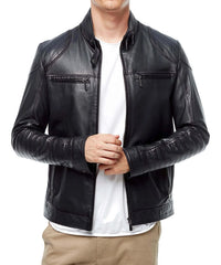 Men Lambskin Genuine Leather Jacket MJ180