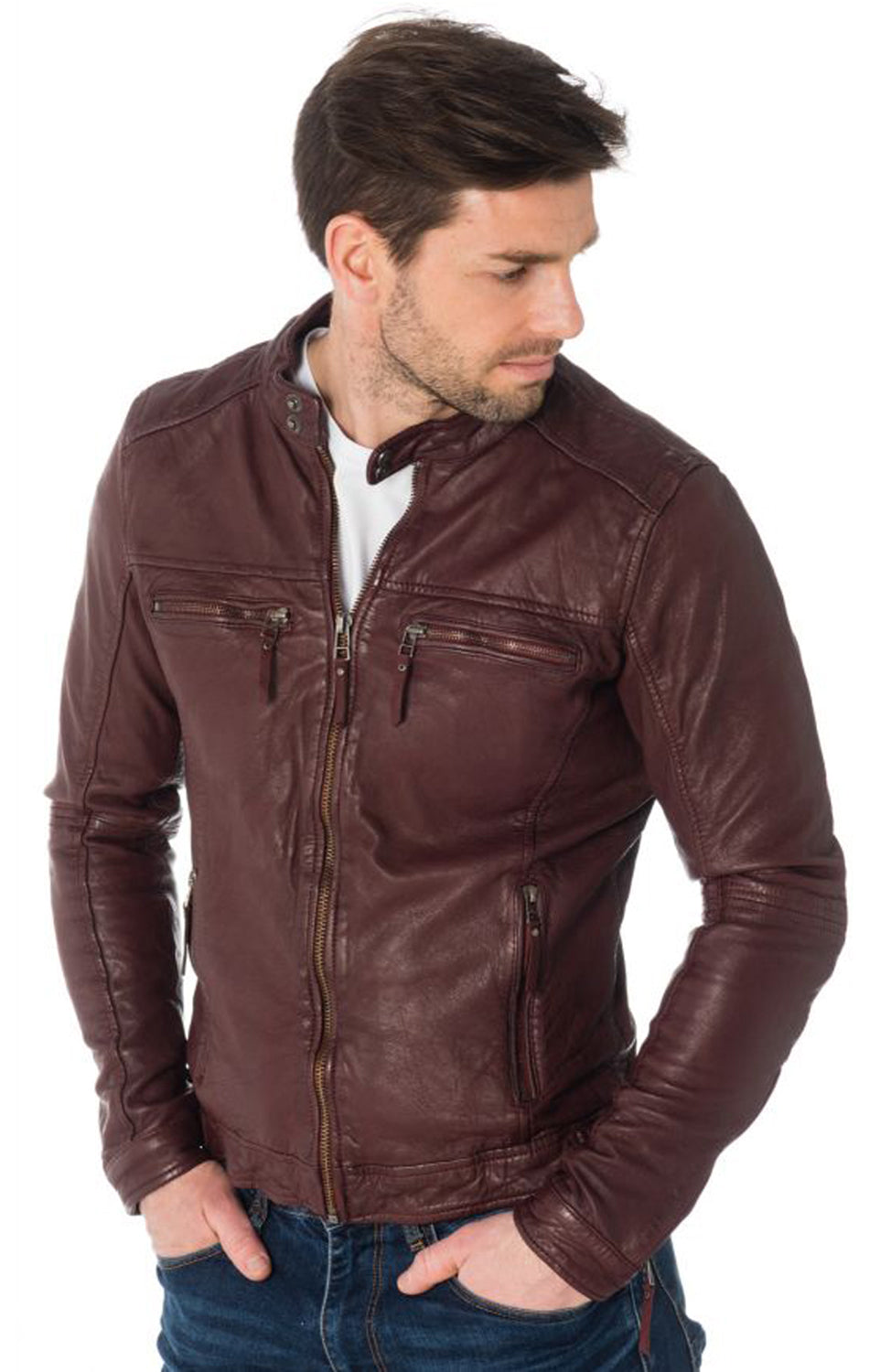 Men Genuine Leather Jacket MJ 32 SkinOutfit