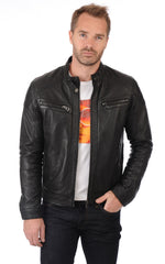 Men Genuine Leather Jacket MJ 34