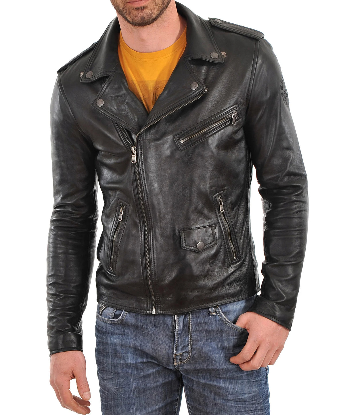 Men Lambskin Genuine Leather Jacket MJ 35