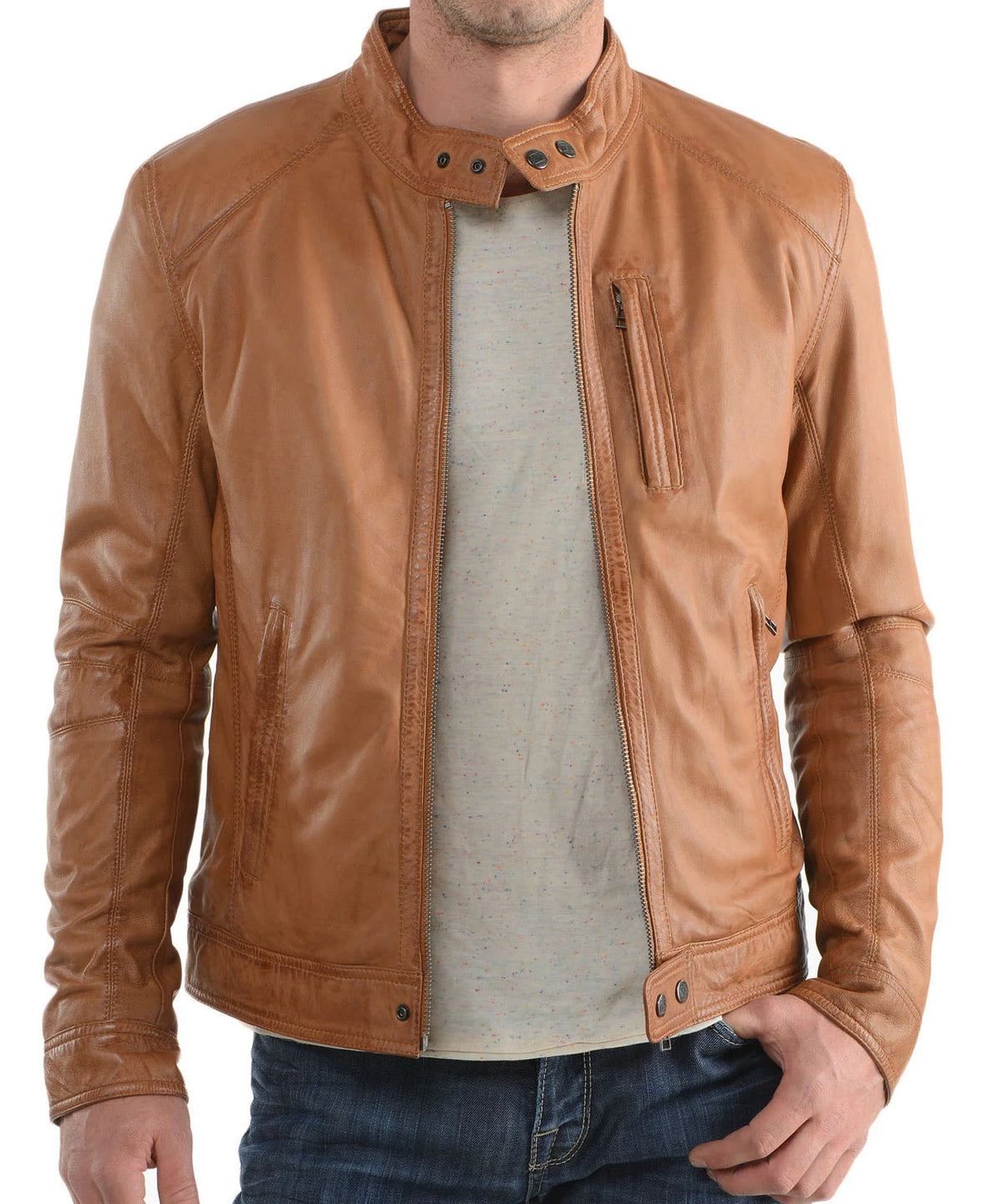 Men Lambskin Genuine Leather Jacket MJ 39