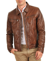 Men Lambskin Genuine Leather Jacket MJ 45