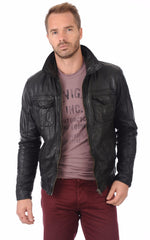 Men Genuine Leather Jacket MJ 46