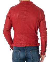 Chaqueta de piel de cordero auténtica para hombre MJ 46 