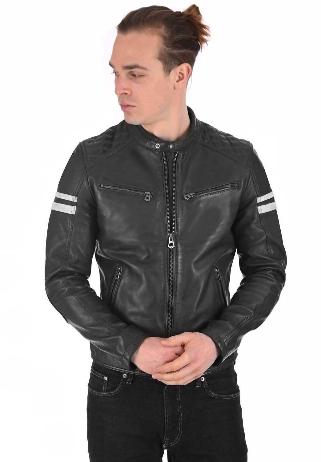 Men Genuine Leather Jacket MJ 58 SkinOutfit